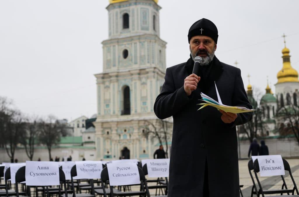 У Києві провели акцію підтримки заручників Кремля. Митрополит Климент зачитав лист бранця В’ячеслава Єсипенка